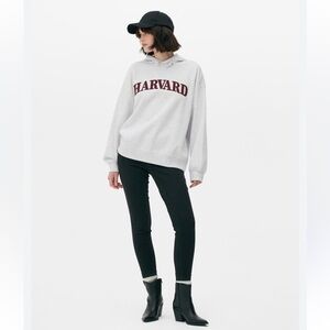 H&M Harvard Preppy Athleisure Grey & Red Logo Cotton Blend Hoodie